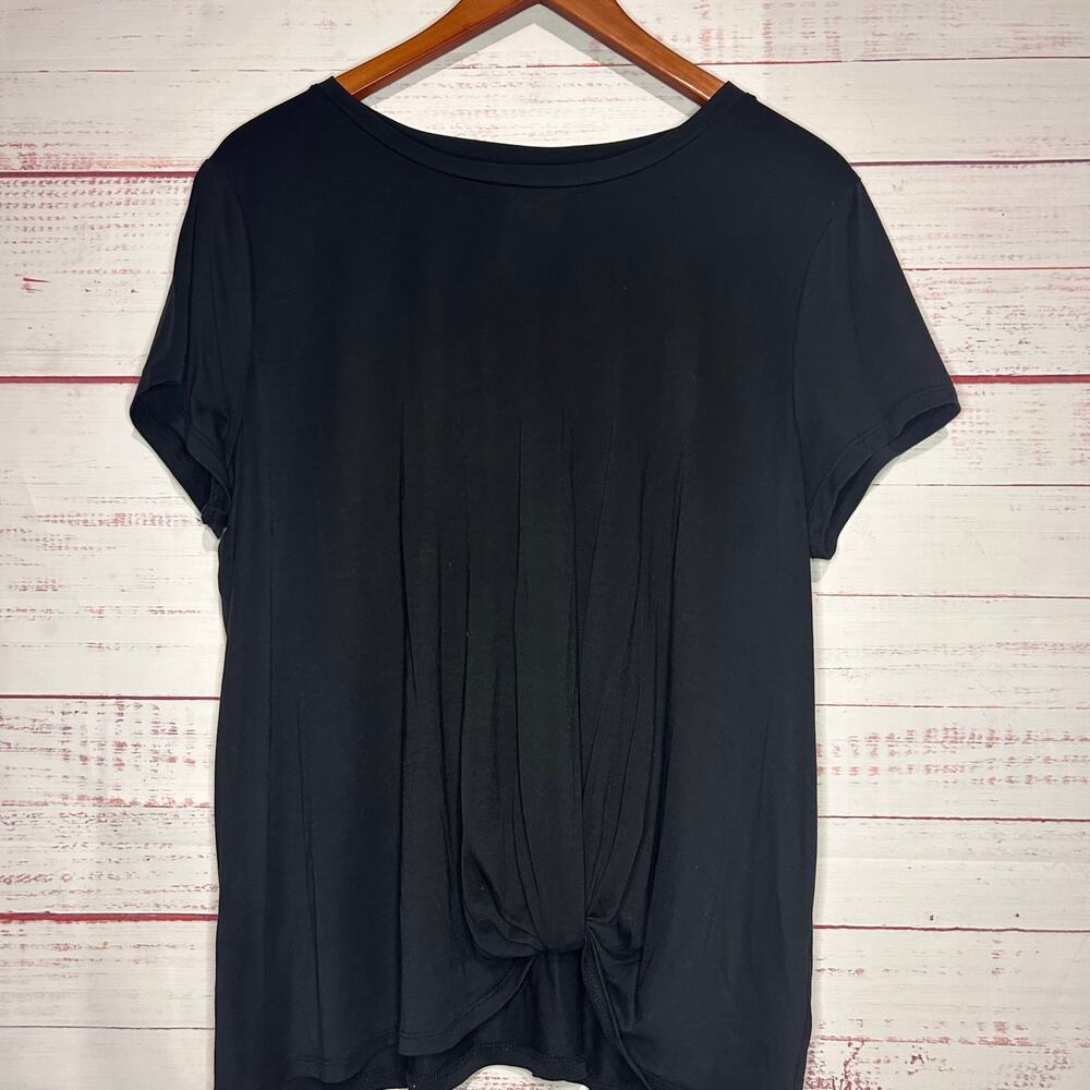 Kaari Blue Black Twist Hem Crew Neck Tee Size XL